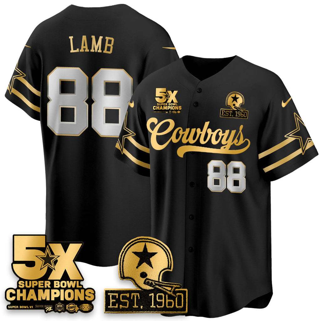 DAL 5-Time Champions Patch Vapor Limited Gold Baseball Men Jersey - All Stitched
