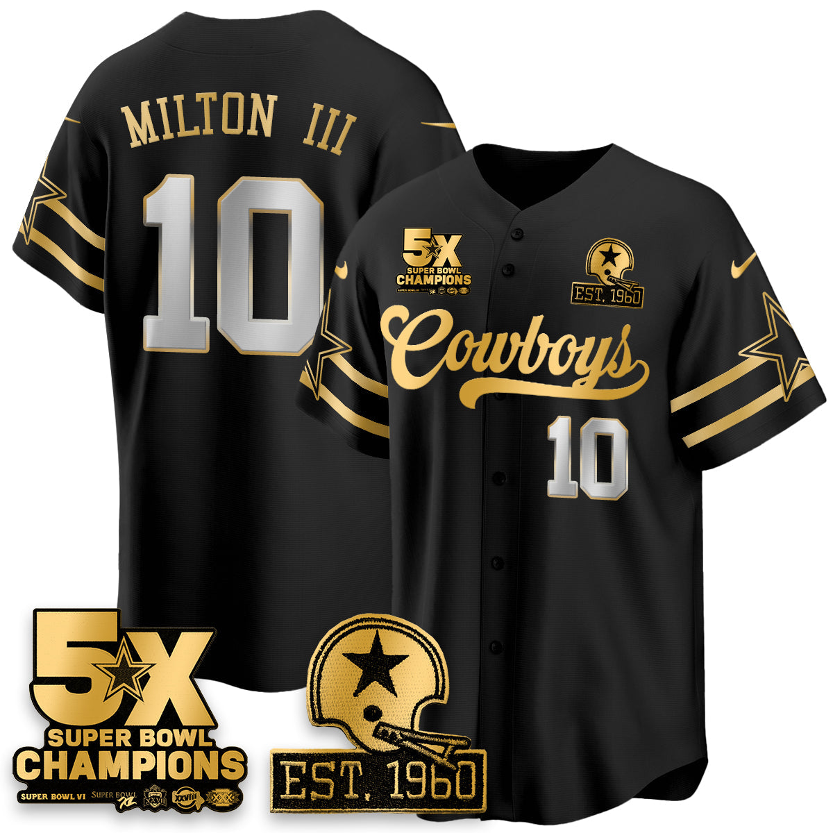 DAL 5-Time Champions Patch Vapor Limited Gold Baseball Men Jersey - All Stitched