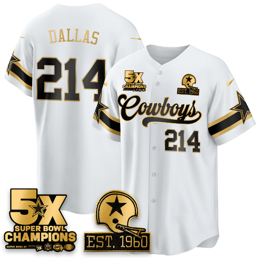 DAL 5-Time Champions Patch Vapor Limited Gold Baseball Men Jersey - All Stitched