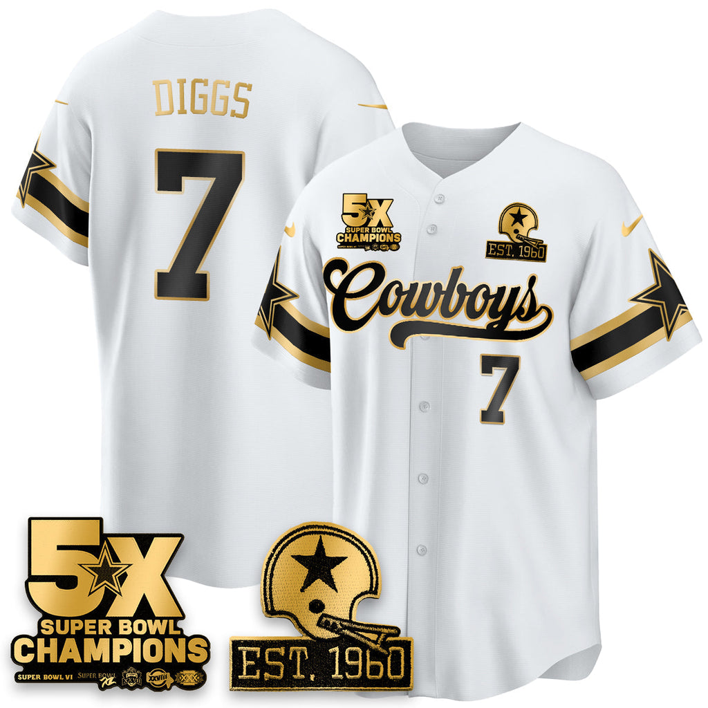 DAL 5-Time Champions Patch Vapor Limited Gold Baseball Men Jersey - All Stitched