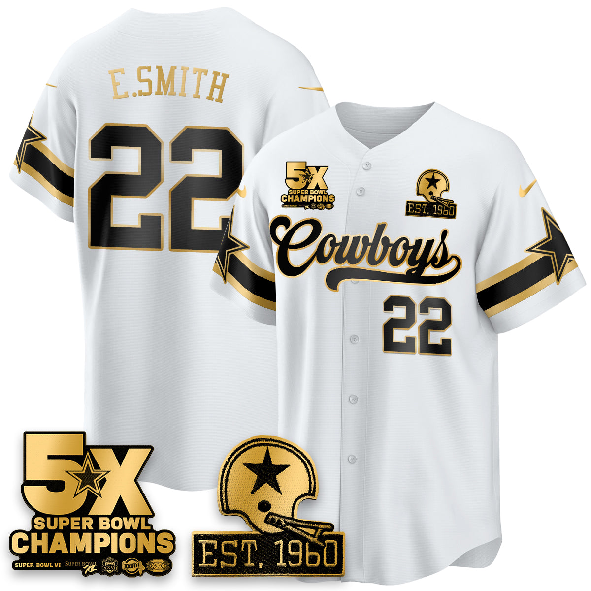 DAL 5-Time Champions Patch Vapor Limited Gold Baseball Men Jersey - All Stitched