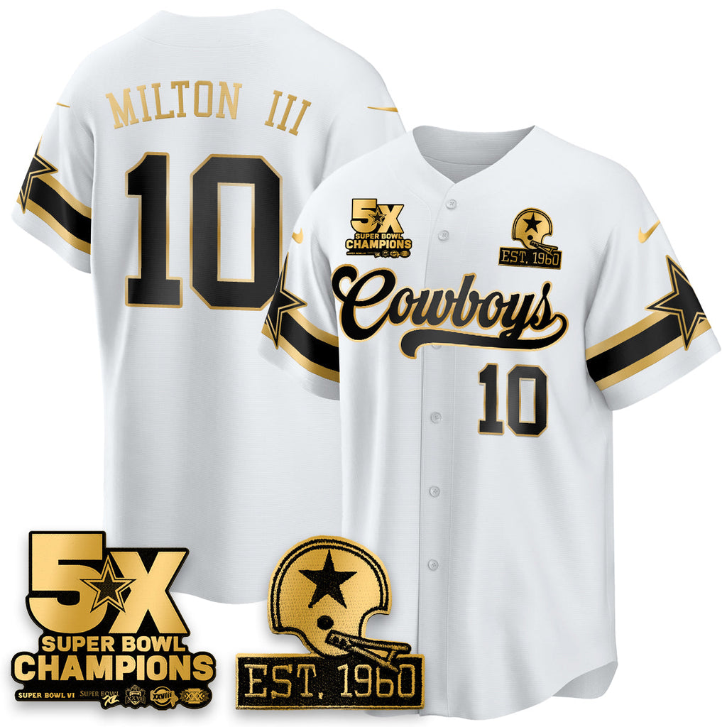 DAL 5-Time Champions Patch Vapor Limited Gold Baseball Men Jersey - All Stitched