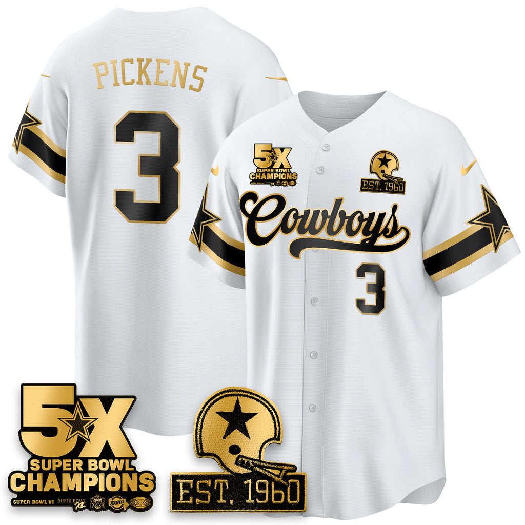 DAL 5-Time Champions Patch Vapor Limited Gold Baseball Men Jersey - All Stitched