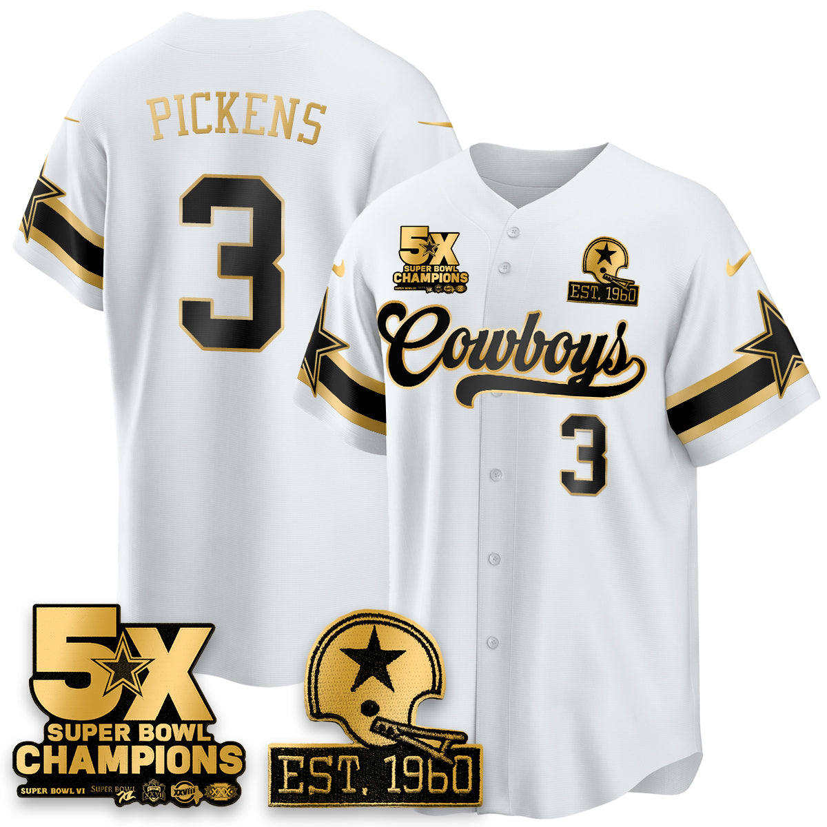 DAL 5-Time Champions Patch Vapor Limited Gold Baseball Men Jersey - All Stitched