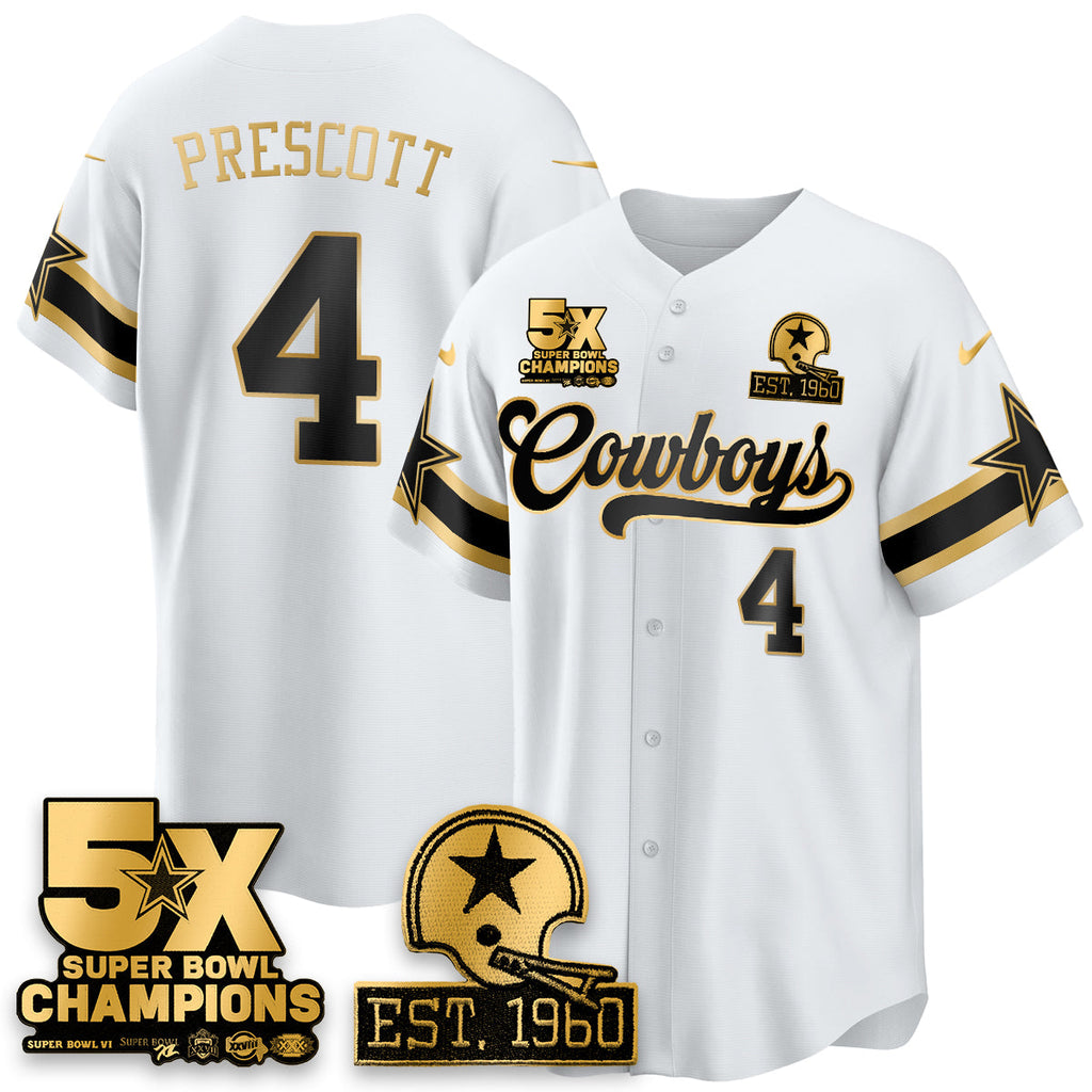 DAL 5-Time Champions Patch Vapor Limited Gold Baseball Men Jersey - All Stitched