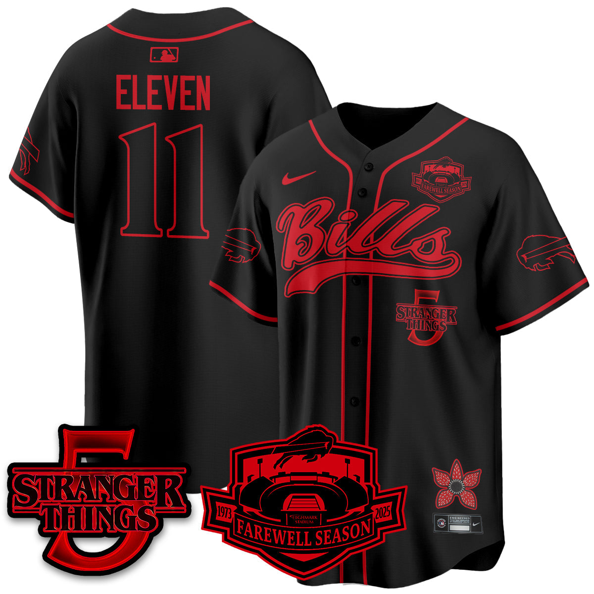 BUF Stranger Things Vapor Limited Baseball Men Jersey - All Stitched