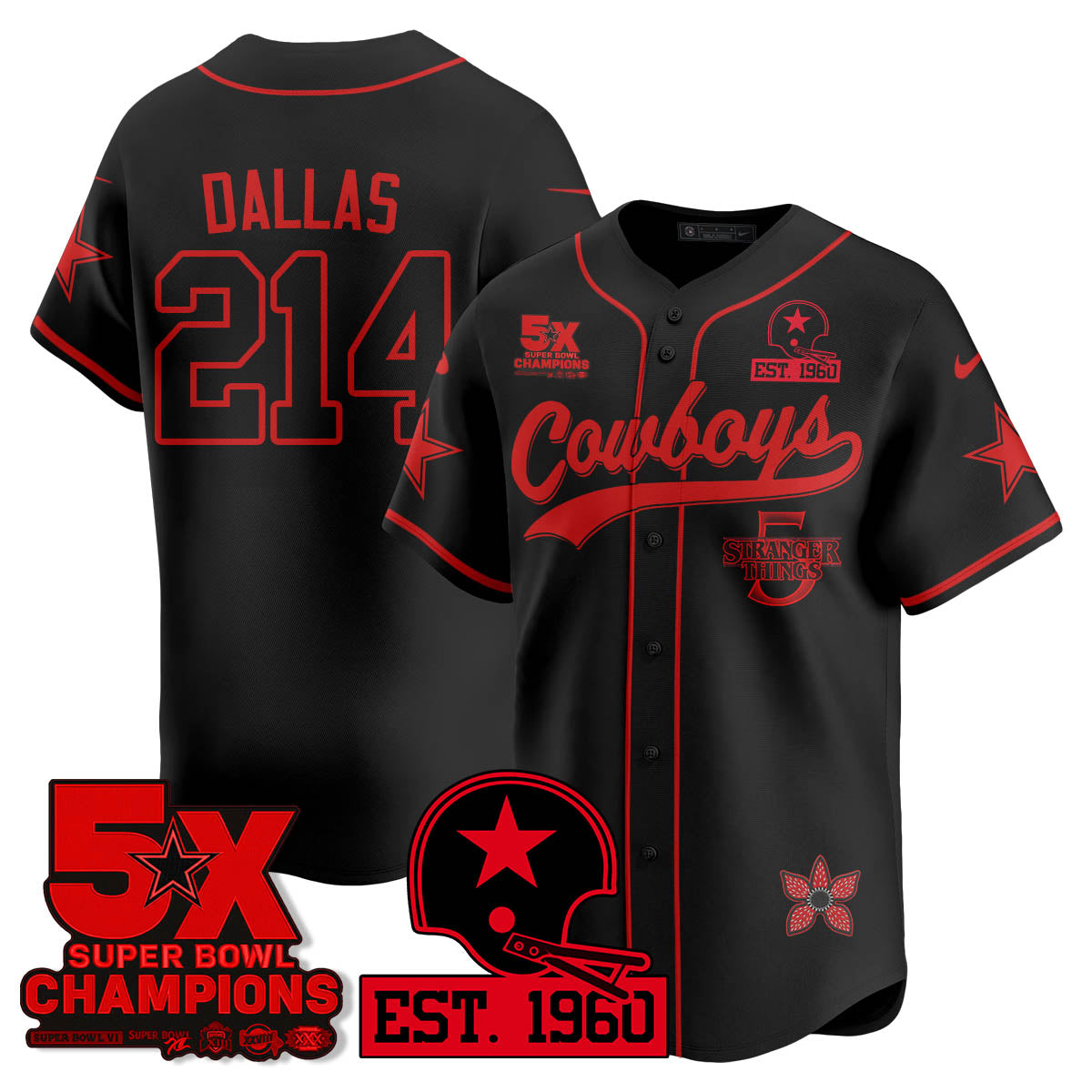 DAL Stranger Things Vapor Limited Baseball Men Jersey - All Stitched