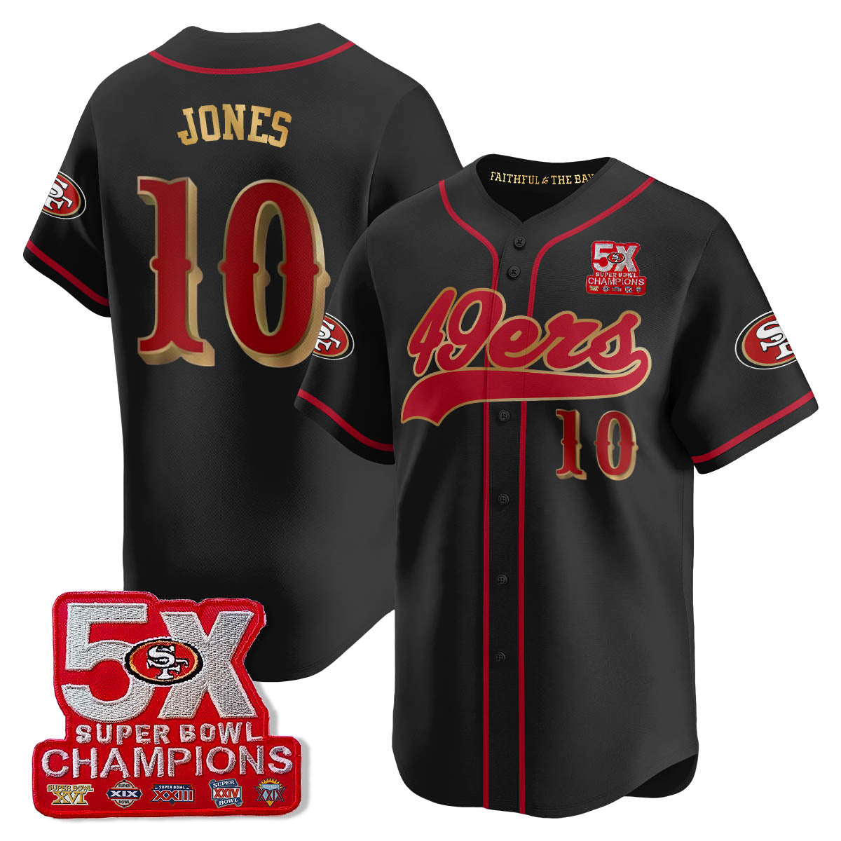 SF 5-Time Champions Patch Vapor Baseball Men Jersey - All Stitched