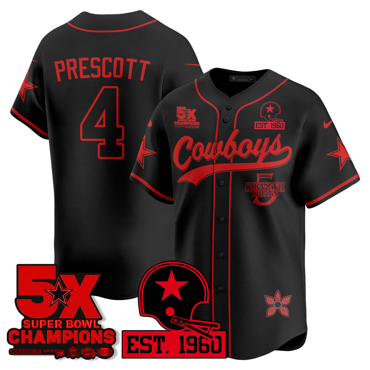 DAL Stranger Things Vapor Limited Baseball Men Jersey - All Stitched