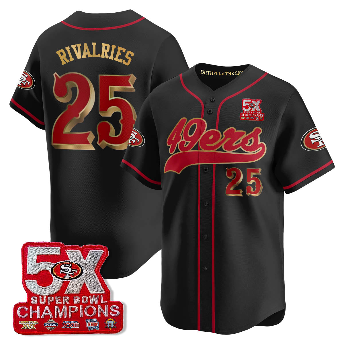 SF 5-Time Champions Patch Vapor Baseball Men Jersey - All Stitched