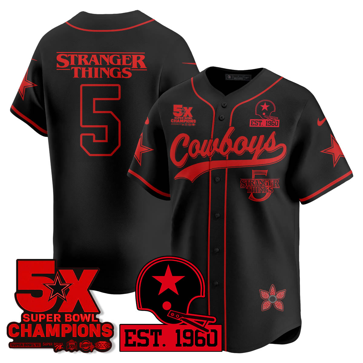 DAL Stranger Things Vapor Limited Baseball Men Jersey - All Stitched