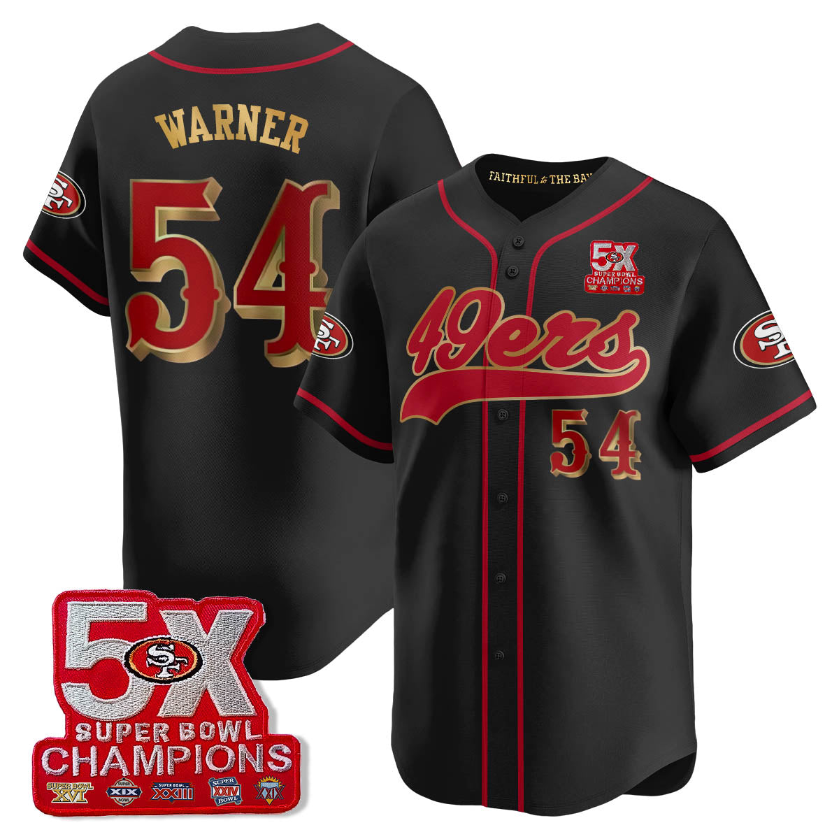 SF 5-Time Champions Patch Vapor Baseball Men Jersey - All Stitched