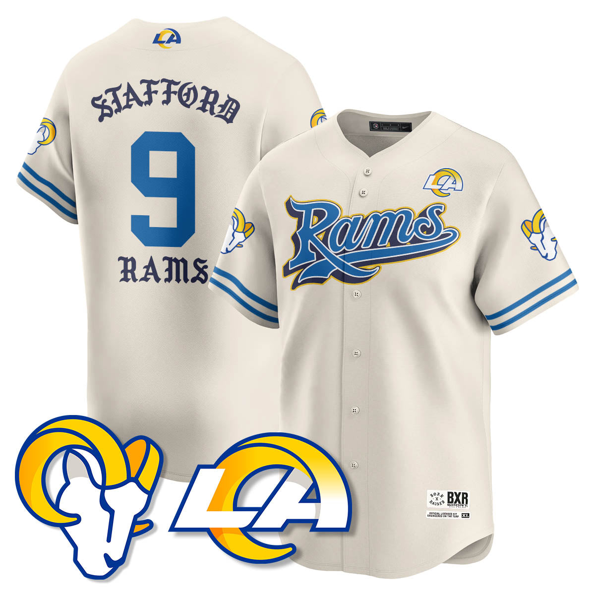 LAR Born x Raised Baseball Men Jersey - All Stitched