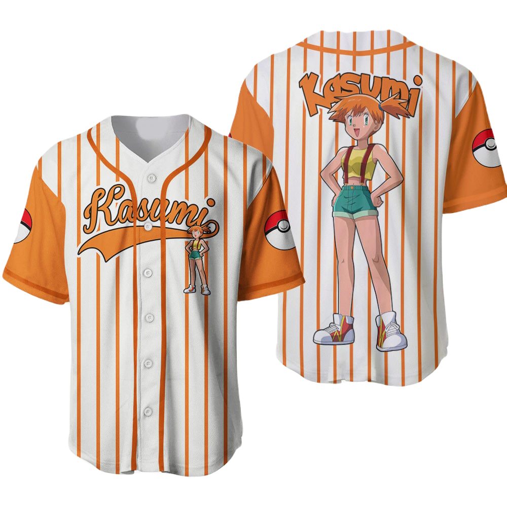 Anime Baseball Jersey – Stylish Orange Striped Tee With Graphic Print For Fans