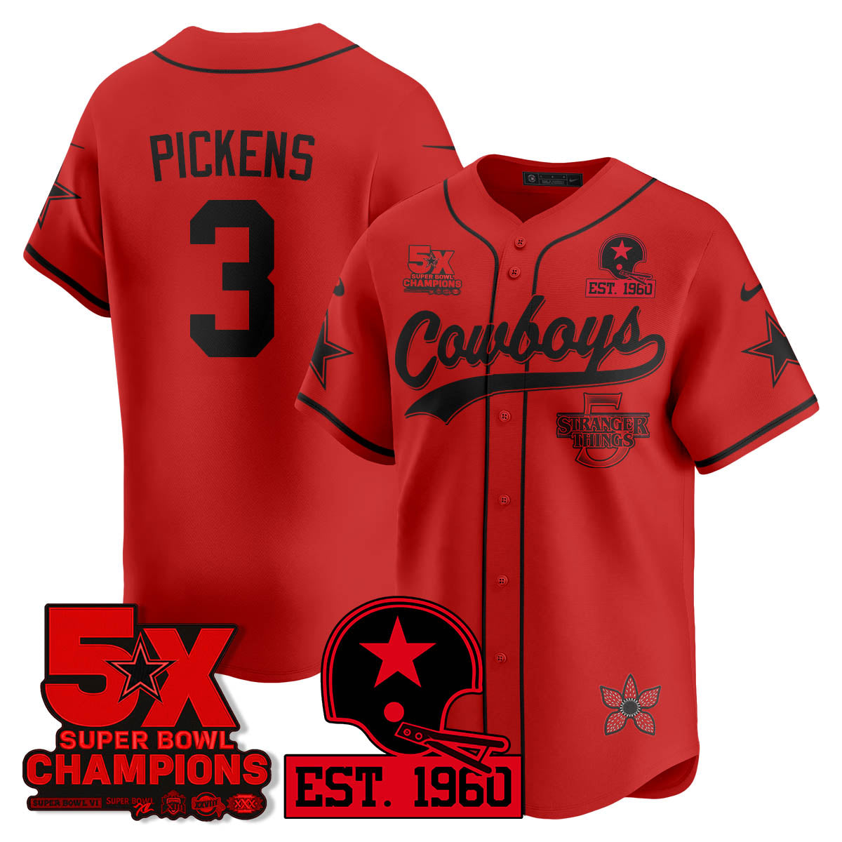 DAL Stranger Things Vapor Limited Baseball Men Jersey - All Stitched