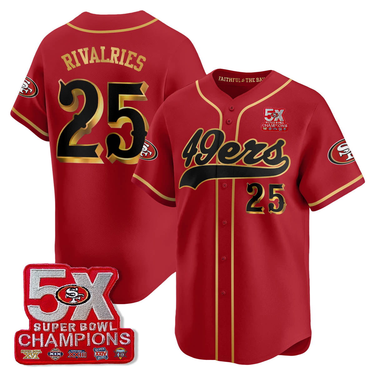 SF 5-Time Champions Patch Vapor Baseball Men Jersey - All Stitched