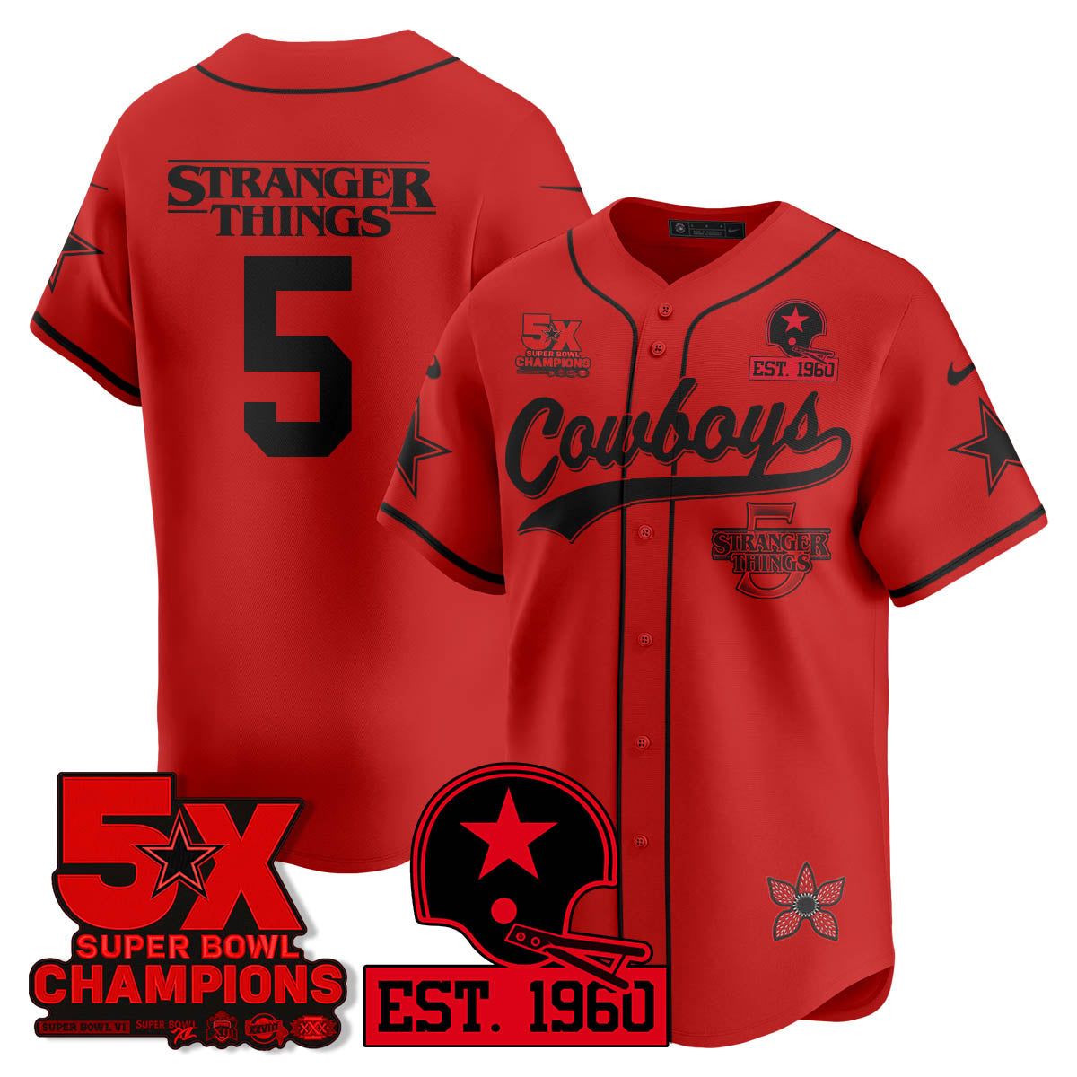 DAL Stranger Things Vapor Limited Baseball Men Jersey - All Stitched