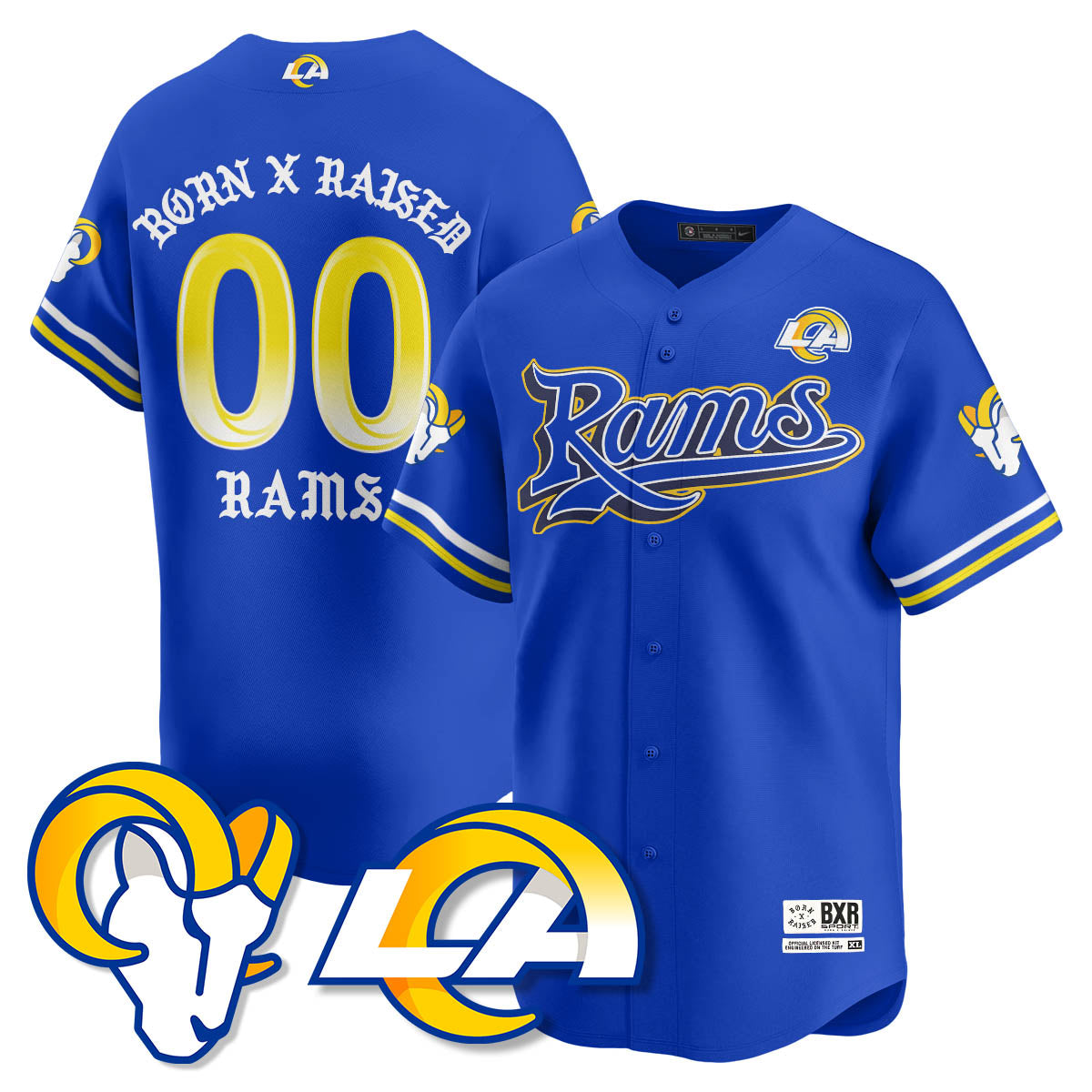 LAR Born x Raised Baseball Men Jersey - All Stitched