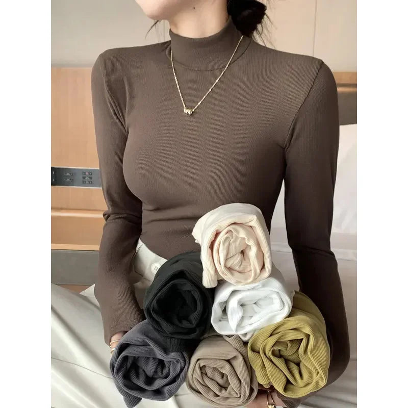 2025 New Knitted Half-turtleneck Pullovers Women Bottom
