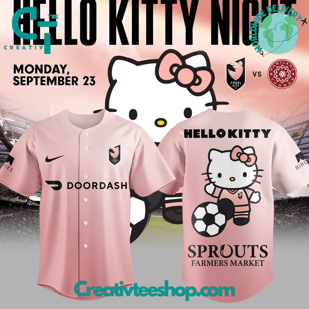 Angel City Fc X Hello Kitty Night Pink Baseball Jersey