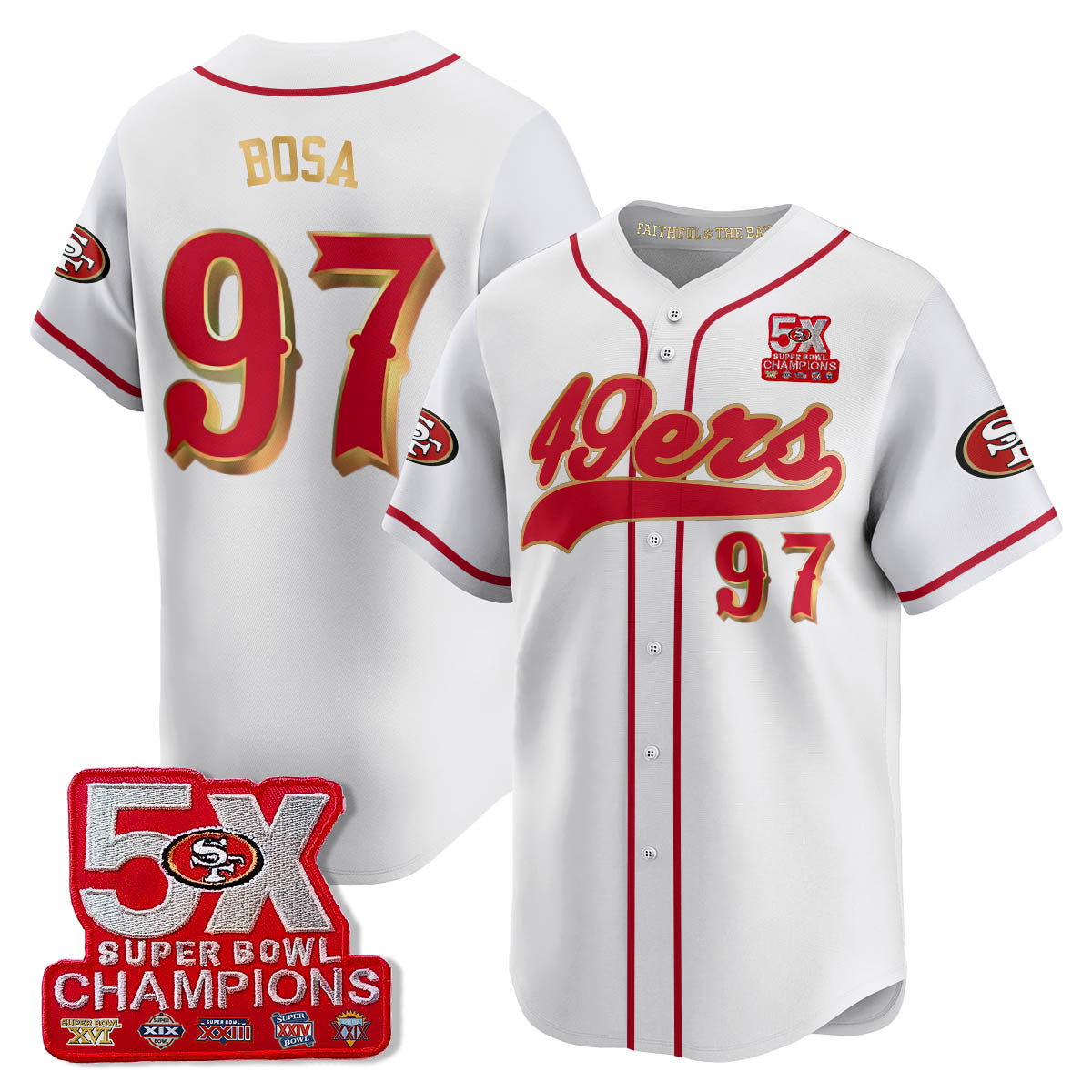 SF 5-Time Champions Patch Vapor Baseball Men Jersey - All Stitched