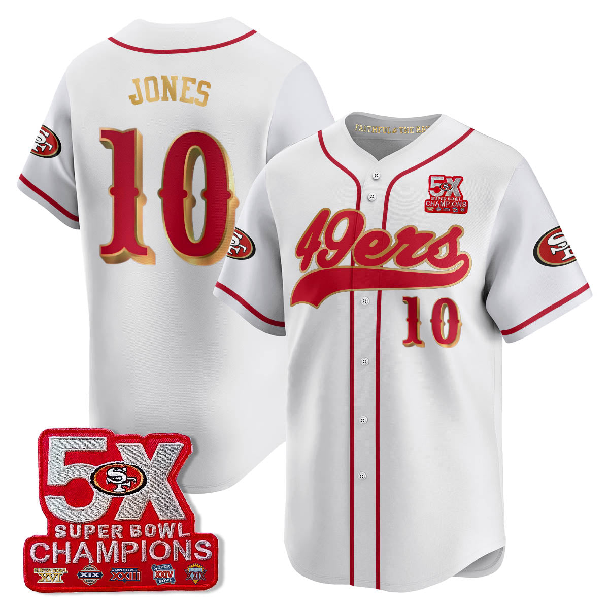 SF 5-Time Champions Patch Vapor Baseball Men Jersey - All Stitched