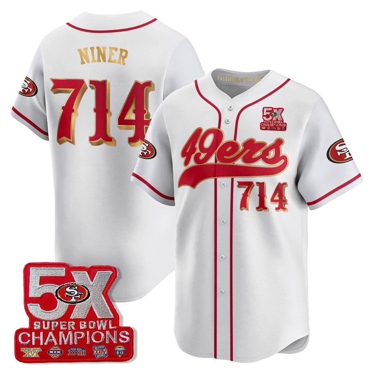 SF 5-Time Champions Patch Vapor Baseball Men Jersey - All Stitched