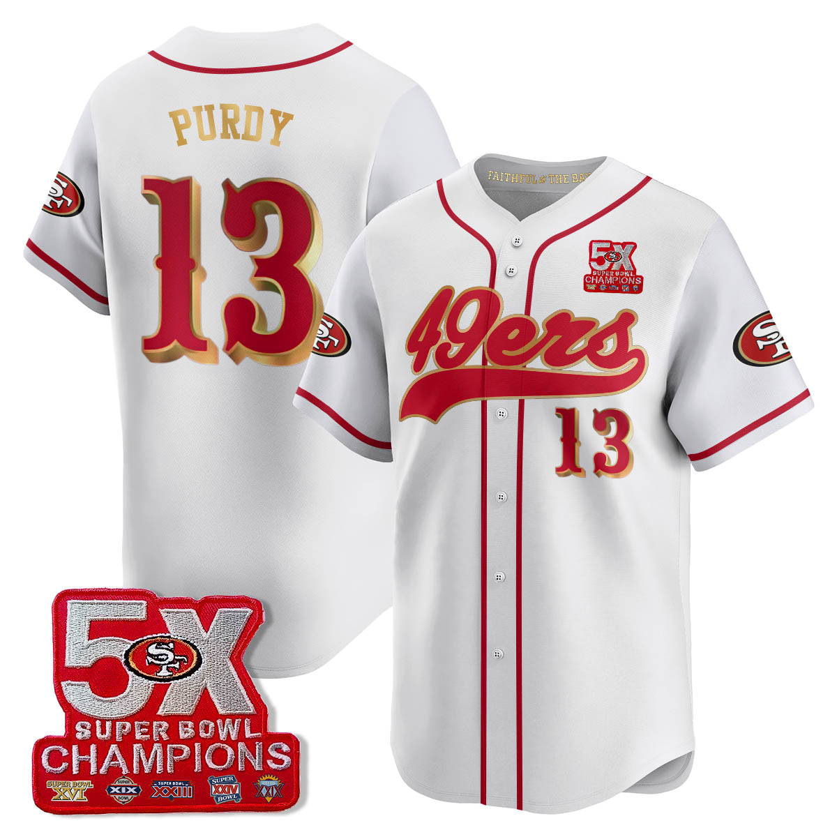 SF 5-Time Champions Patch Vapor Baseball Men Jersey - All Stitched