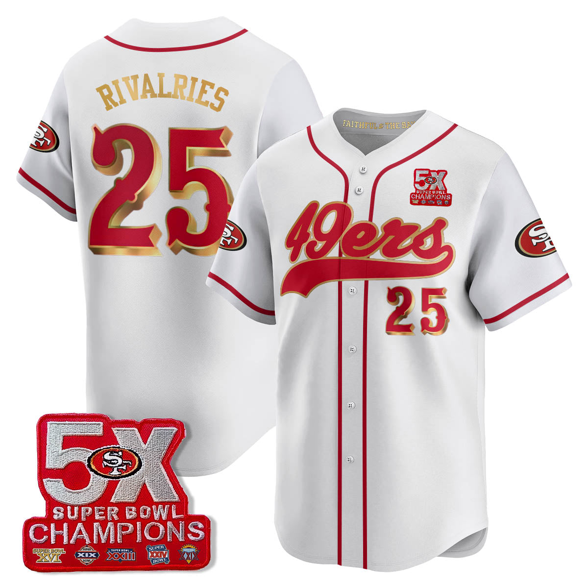 SF 5-Time Champions Patch Vapor Baseball Men Jersey - All Stitched