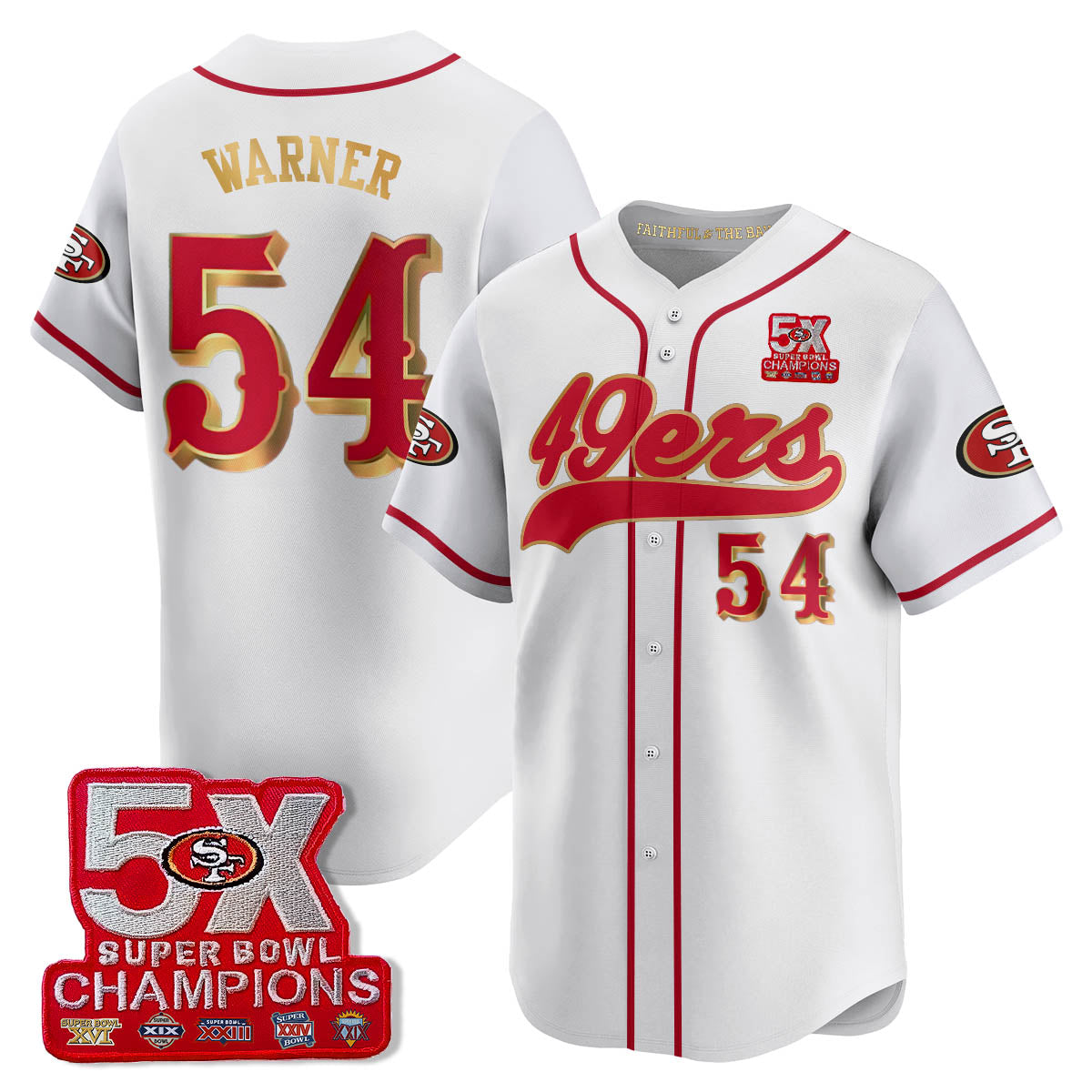 SF 5-Time Champions Patch Vapor Baseball Men Jersey - All Stitched