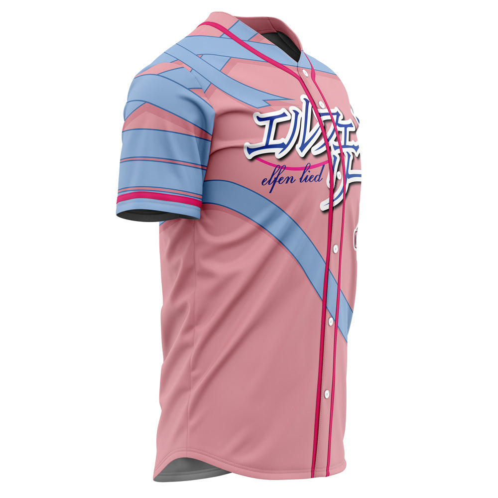 Anime-Inspired Pink Baseball Jersey - Elfen Lied Design For Fans