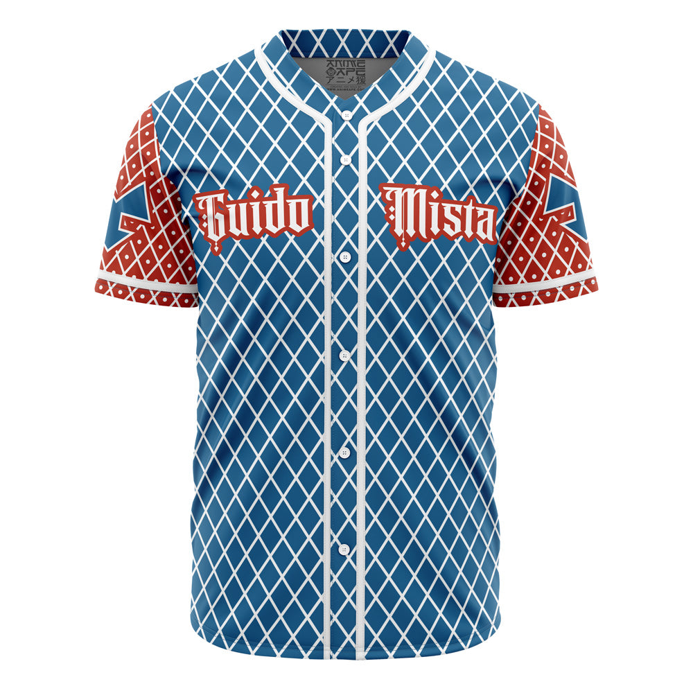 Anime-Inspired Baseball Jersey – Stylish Blue &amp; Red Diamond Pattern Shirt