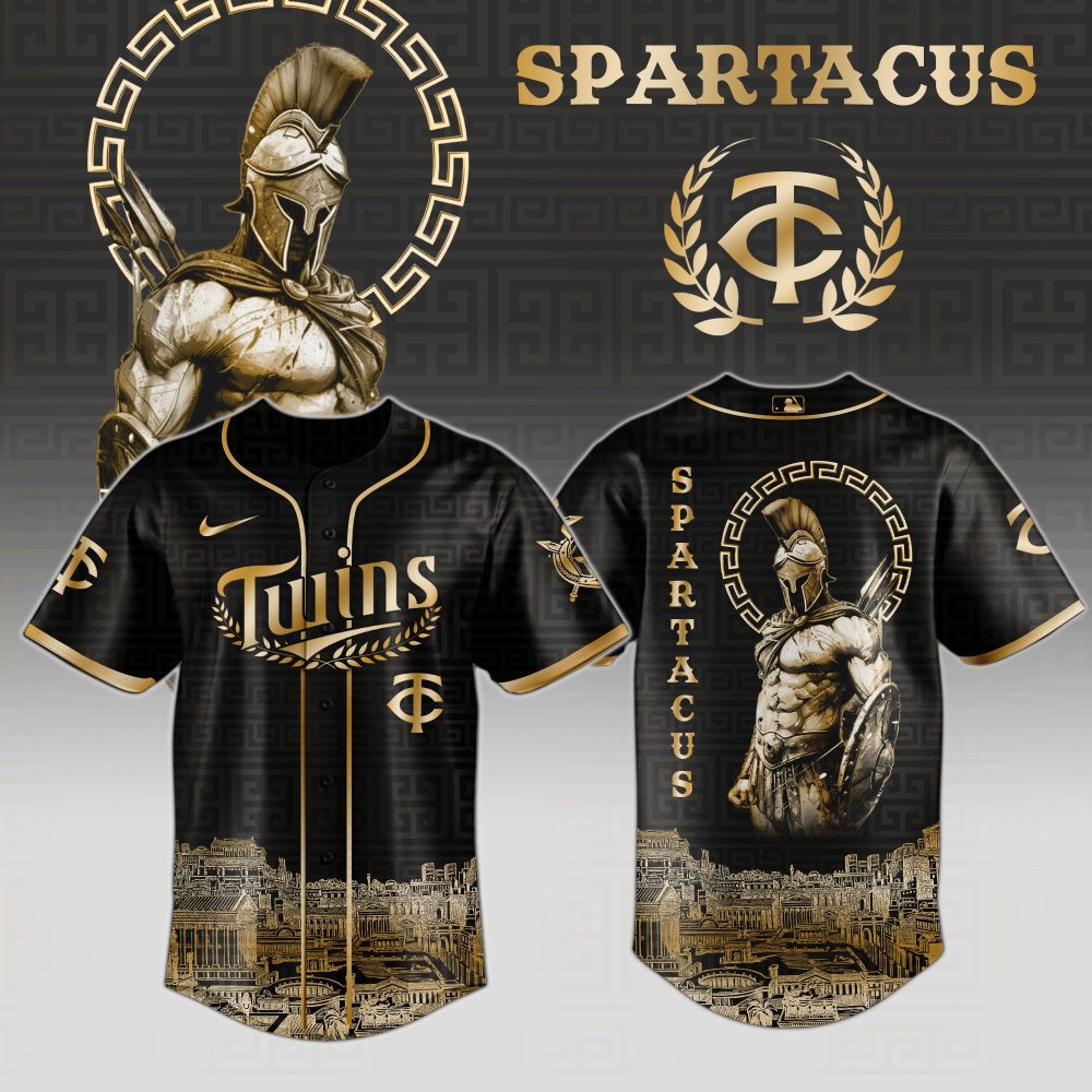 Spartacus Graphic Baseball Jersey – Premium Black &amp; Gold Design For Fans