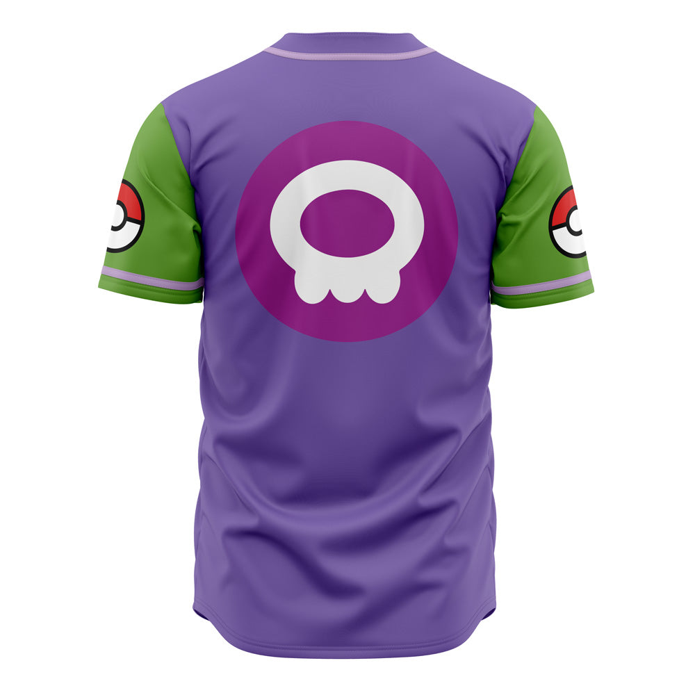 Anime-Inspired Sludge Waves Baseball Jersey – Vibrant Purple &amp; Green Design