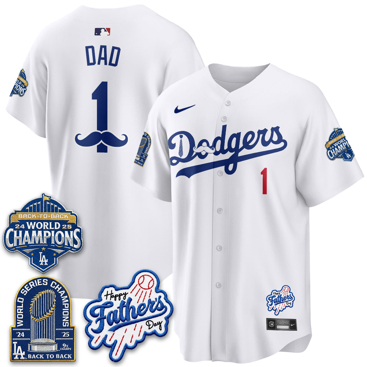 Los Angeles Dodgers Happy Father's Day 2026 Jersey - Stitched