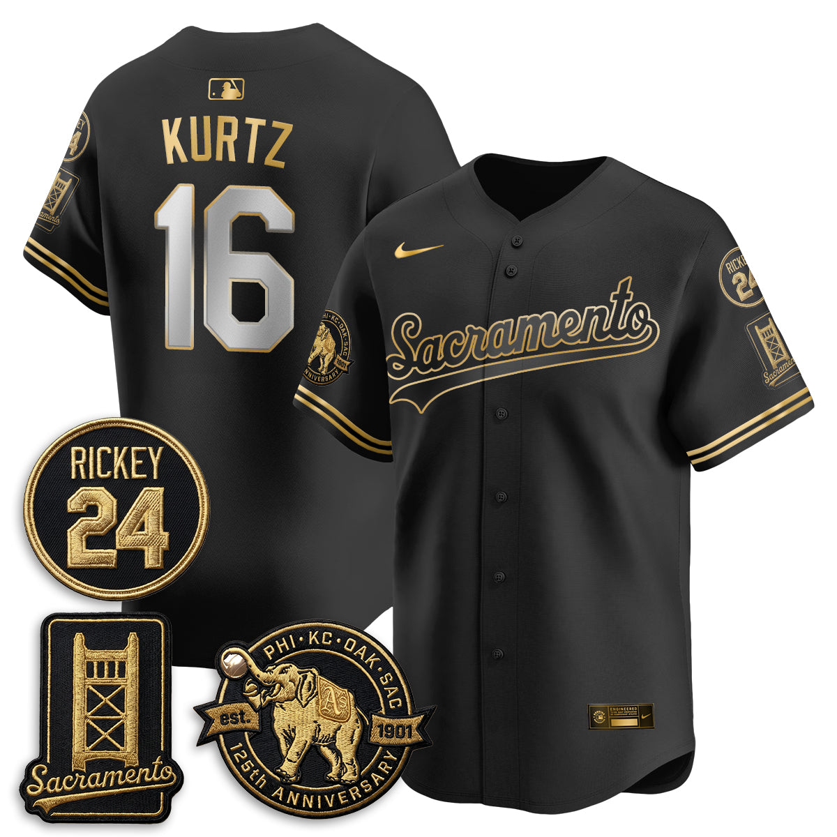 Oakland Athletics 2026 Alternate Sacramento 125 Years Limited Vapor Gold Edition Jersey - All Stitched