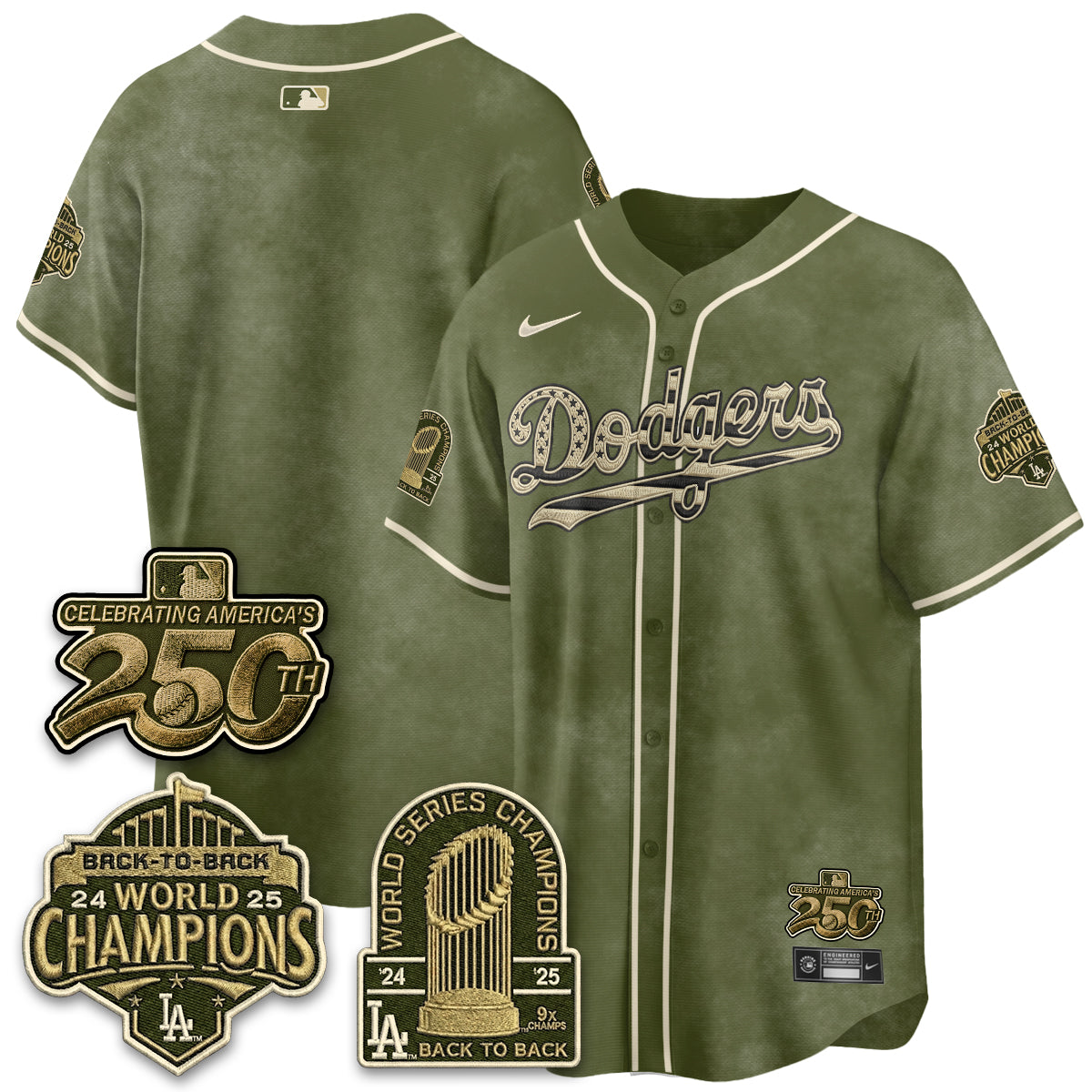 Los Angeles Dodgers New Era Olive 2026 Armed Forces Day Jersey -All Stitched V2