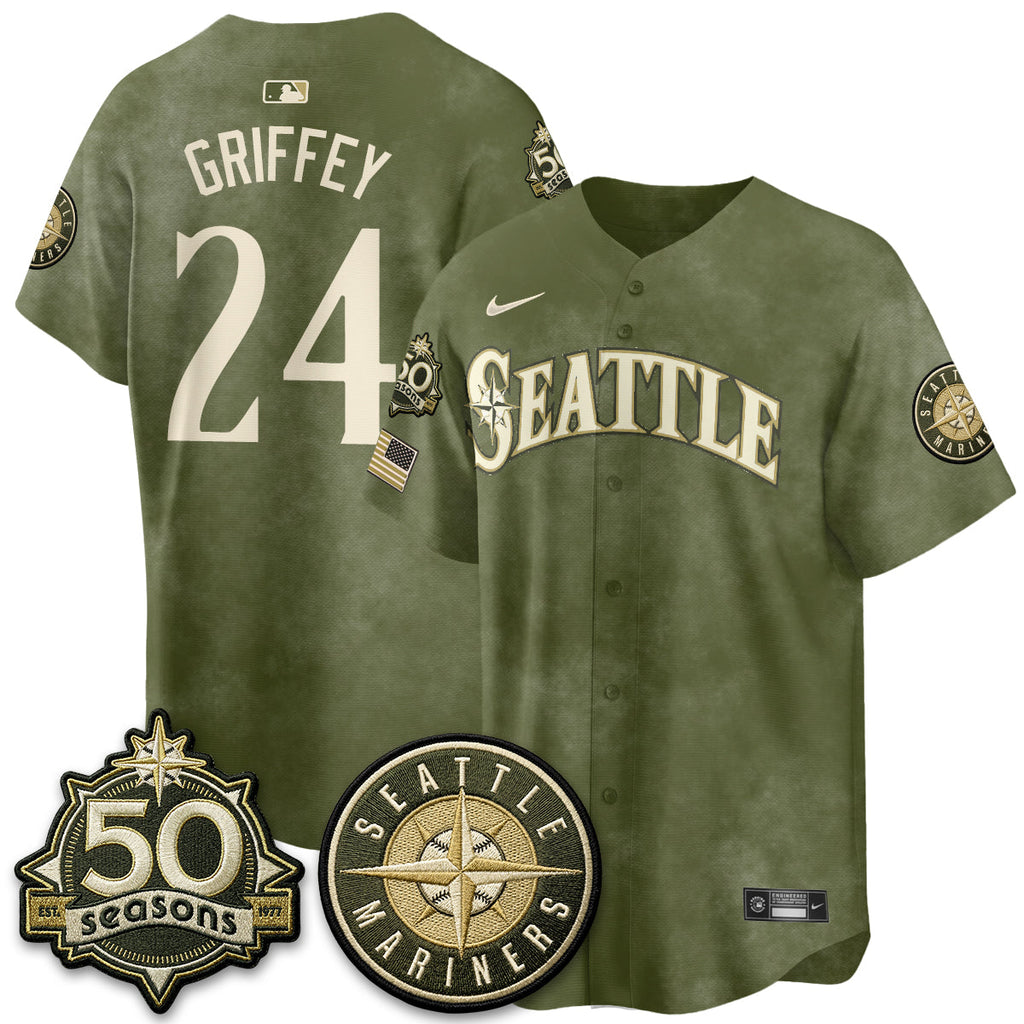 Seattle Mariners New Era Olive 2026 Armed Forces Day Jersey - All Stitched