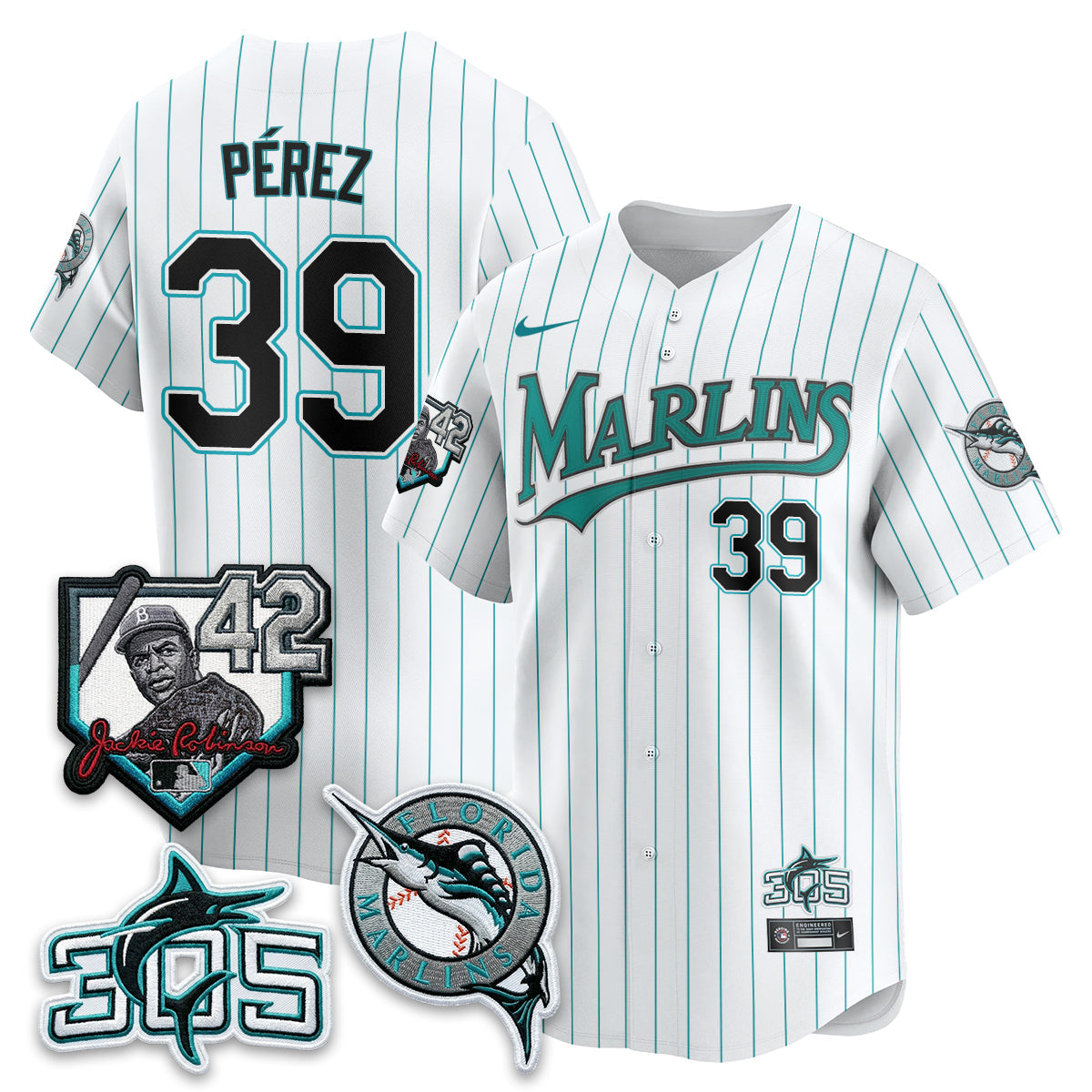 Miami Marlins 2026 Throwback Jackie Robinson New Era Vapor Limited Jersey - All Stitched