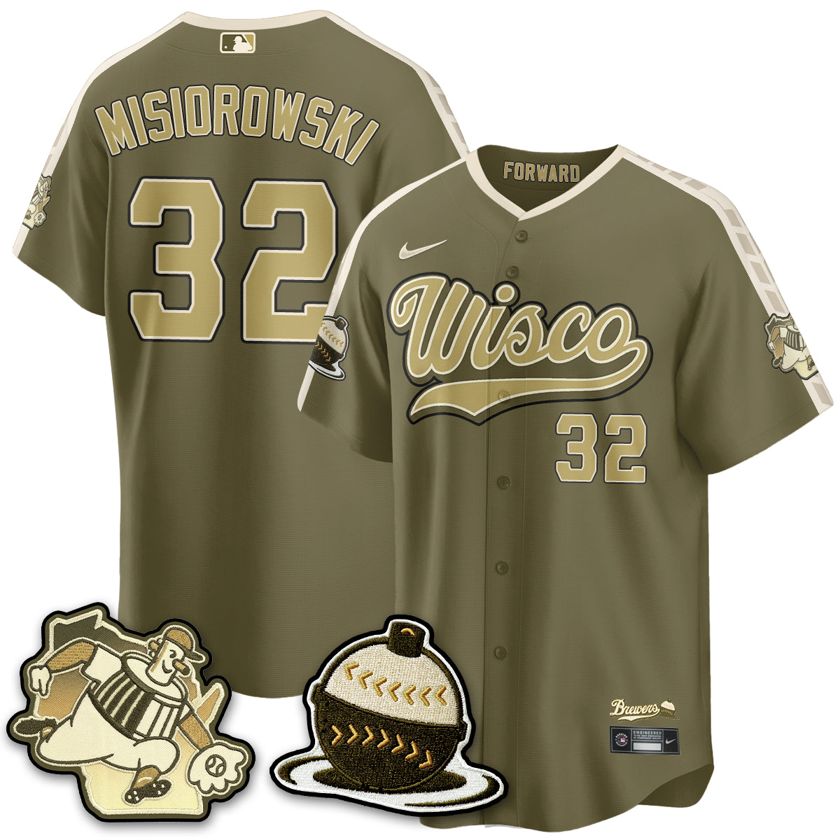 Milwaukee Brewers New Era Olive 2026 Armed Forces Day Jersey - All Stitched