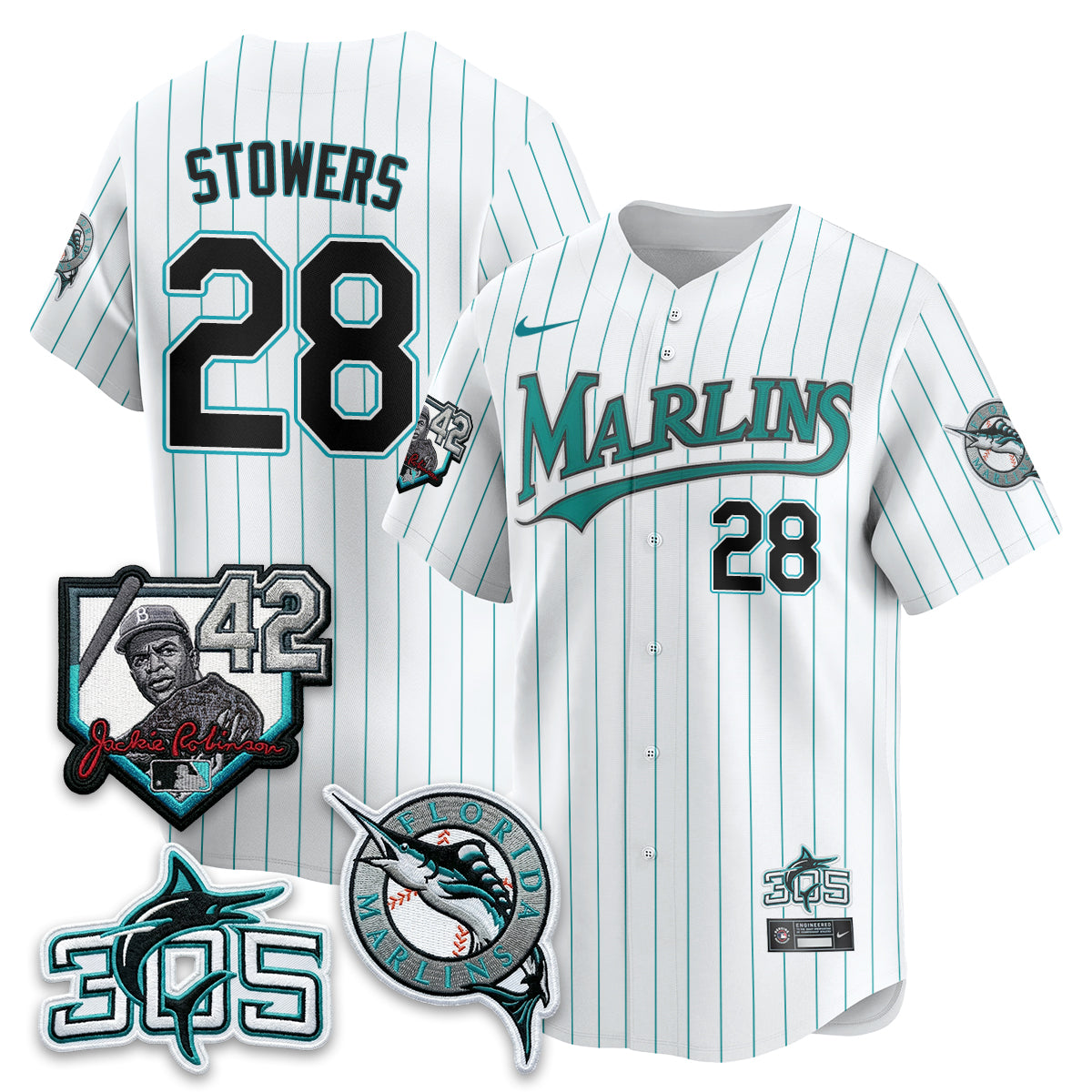 Miami Marlins 2026 Throwback Jackie Robinson New Era Vapor Limited Jersey - All Stitched