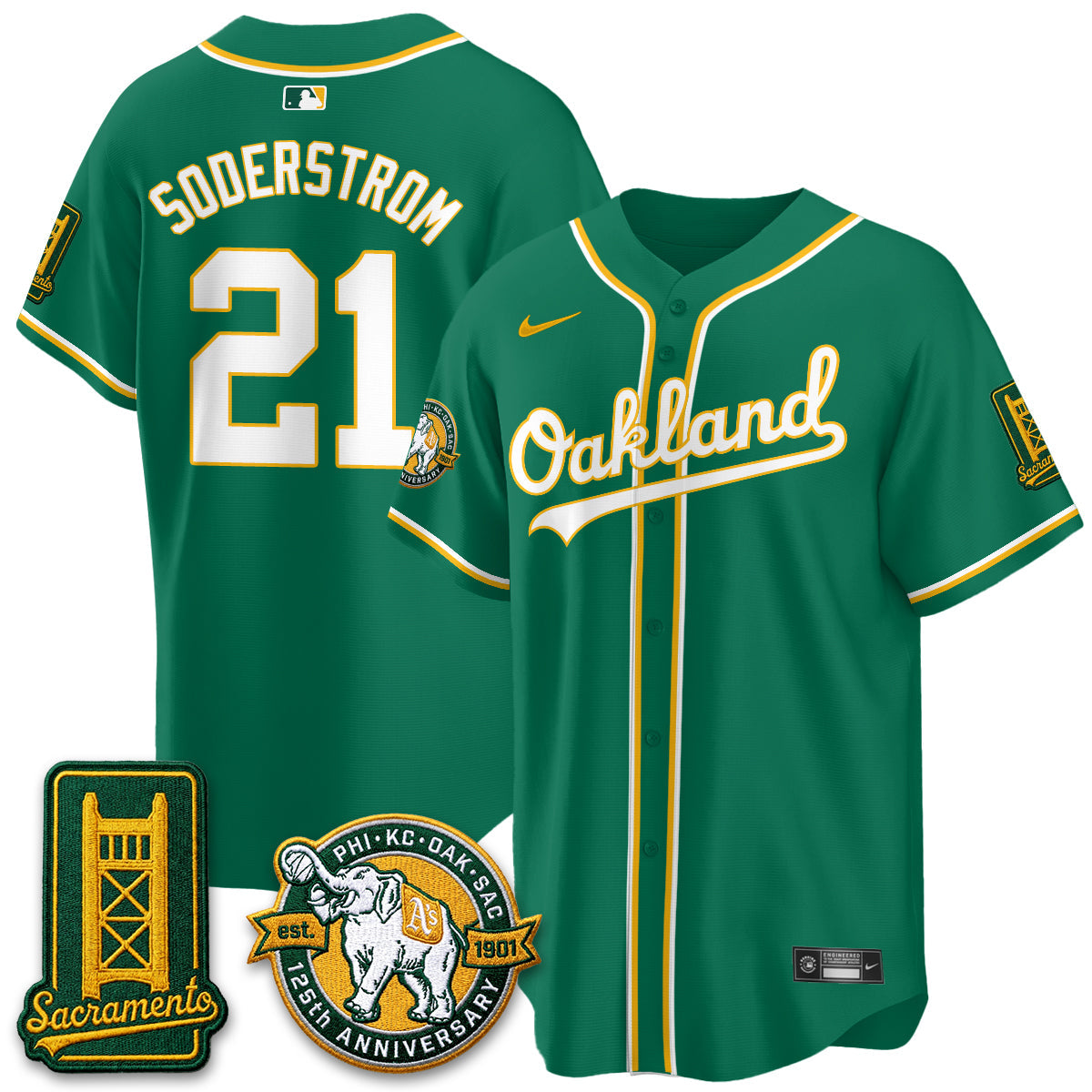 Oakland Athletics 2026 Black Out Style - Celebrating 125 Years -  Limited Vapor Jersey - All Stitched