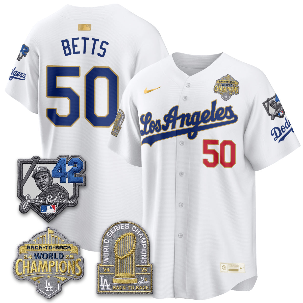 Los Angeles Dodgers 2026 New Era Gold Collection Vapor Limited Jersey - B2B Champs - All Stitched