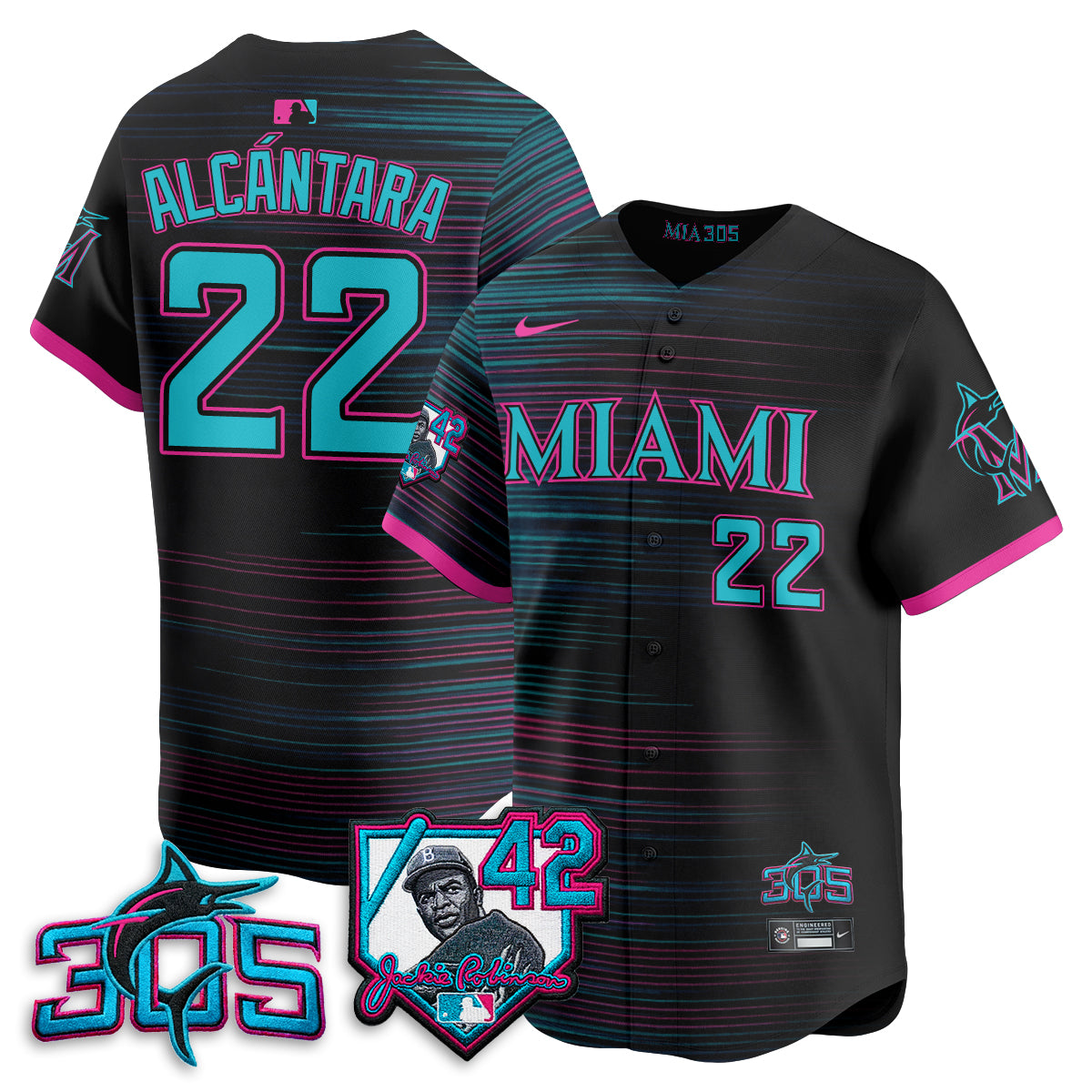 Miami Marlins 2026 Jackie Robinson New Era Vapor Limited Jersey - All Stitched