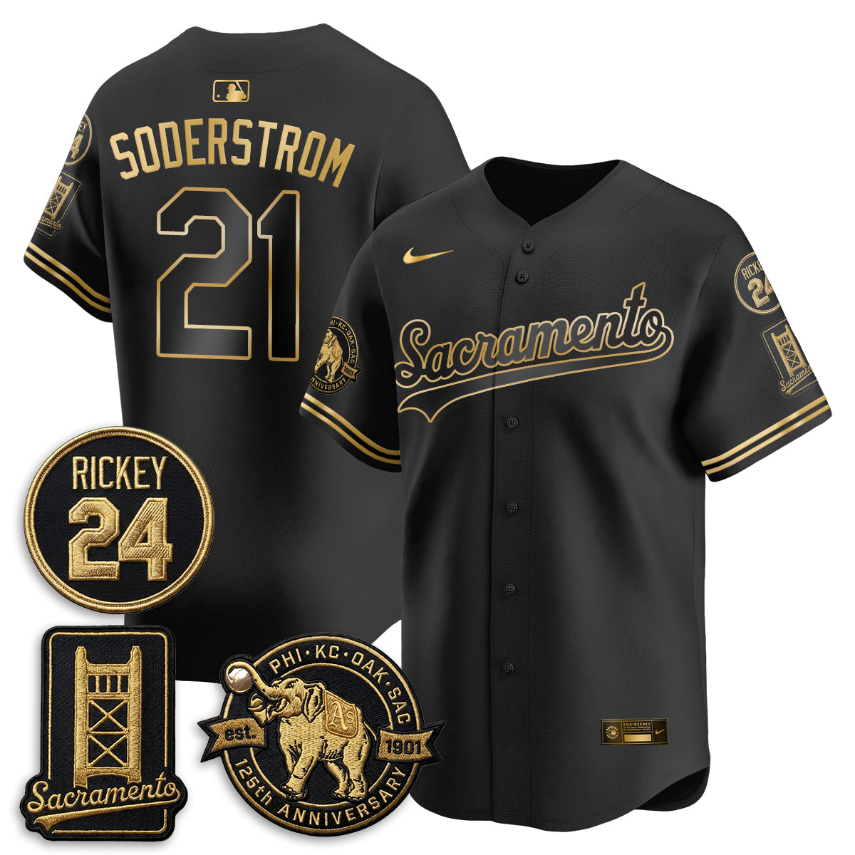 Oakland Athletics 2026 Alternate Sacramento 125 Years Limited Vapor Gold Edition Jersey - All Stitched