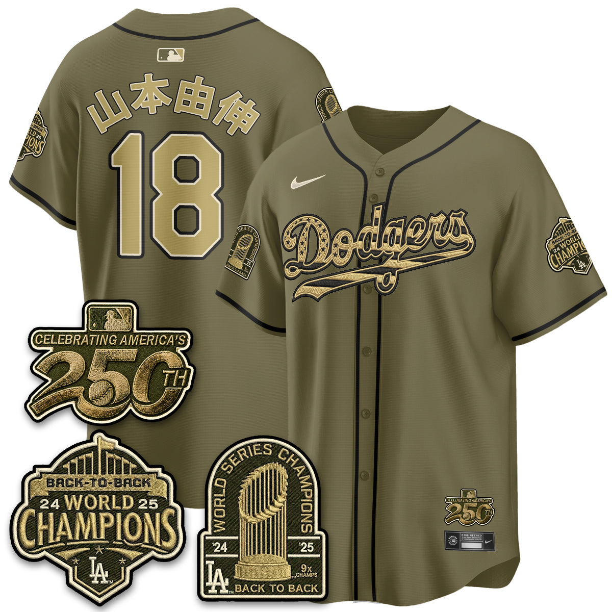 Los Angeles Dodgers New Era Olive 2026 Armed Forces Day Jersey -All Stitched V2