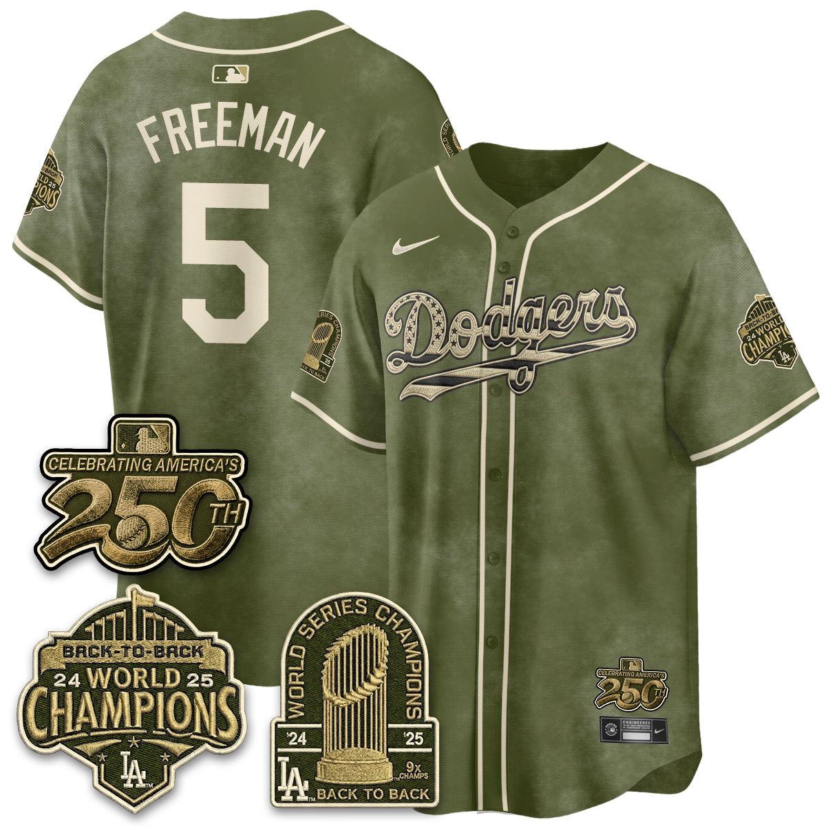Los Angeles Dodgers New Era Olive 2026 Armed Forces Day Jersey -All Stitched V2