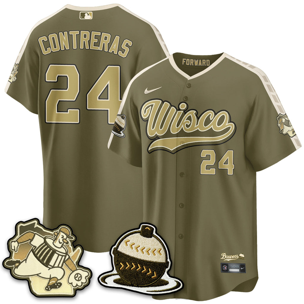 Milwaukee Brewers New Era Olive 2026 Armed Forces Day Jersey - All Stitched