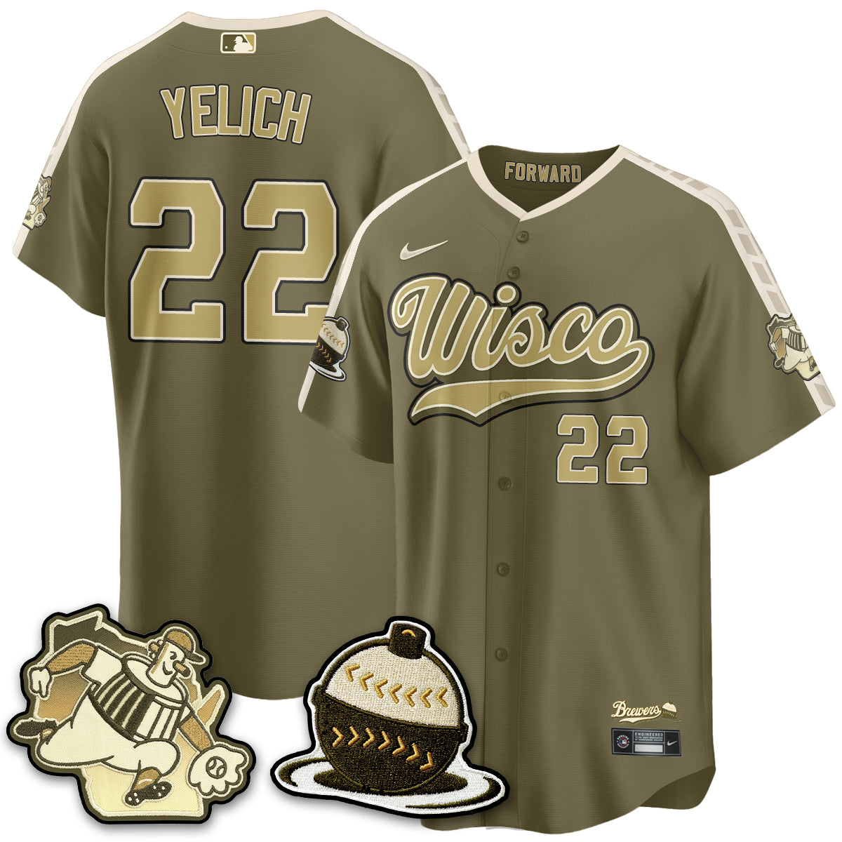 Milwaukee Brewers New Era Olive 2026 Armed Forces Day Jersey - All Stitched