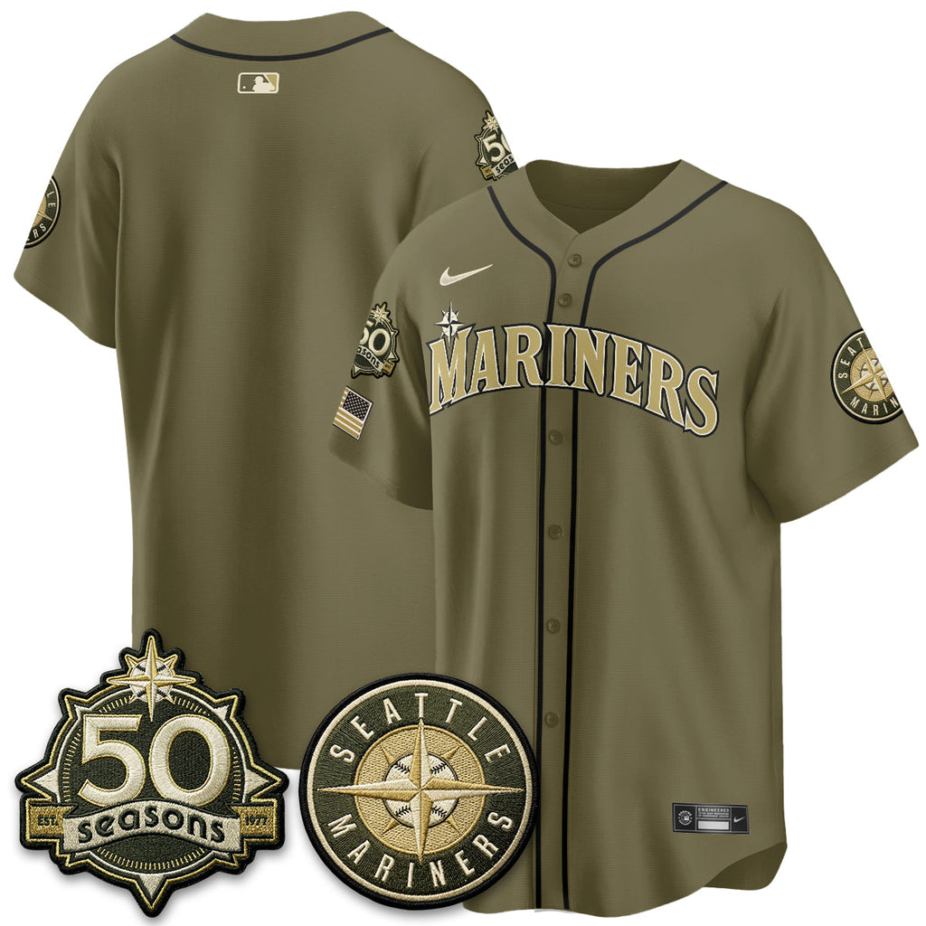 Seattle Mariners New Era Olive 2026 Armed Forces Day Jersey - All Stitched